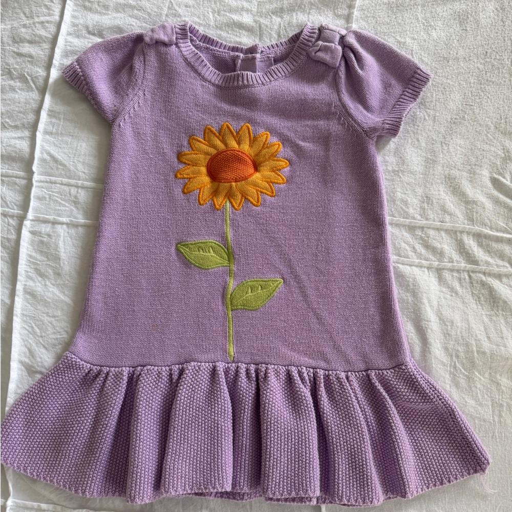 Purple Sunflower Knit Dress for Kids